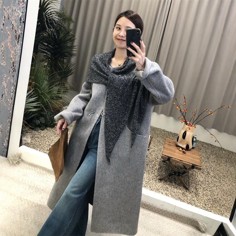 2025秋冬新款双面羊毛大衣女中长款带三角针织披肩围巾羊毛呢外套,女装/女士精品,毛呢外套,淘宝优惠券,粉丝福利购,淘宝优惠卷