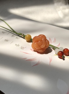 天然玉石古风手机链旗袍压襟吊坠