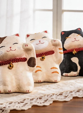 日本进口京都龙虎堂招财猫摆件