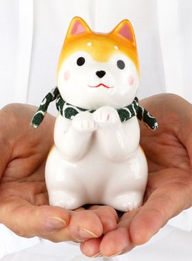 日本进口药师窑柴犬摆件招福礼物