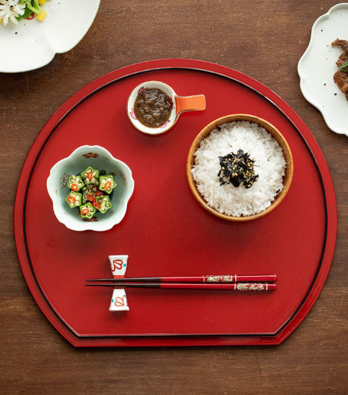 石田漆器抗菌红黑漆器托盘日料垫