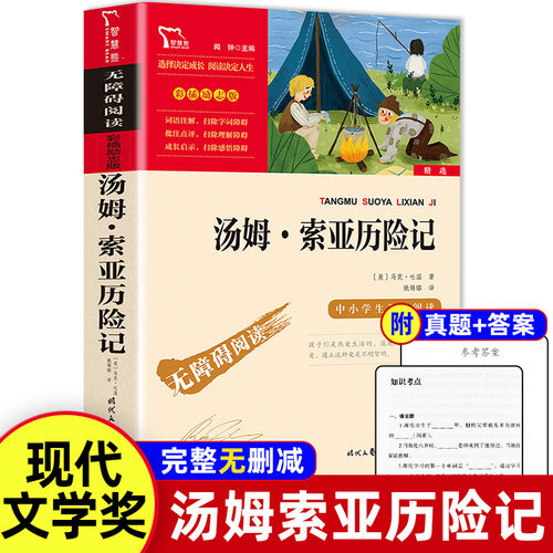 汤姆索亚历险记正版 六年级必读小学生青少年下册原著课外书完整版读物课外阅读书籍 三四五年级经典书目9-12岁畅销读物快乐读书吧 - 封面