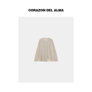 纸片人叠片设计感毛织上衣 裸感亲肤超细羊毛混纺 CH3836 松原