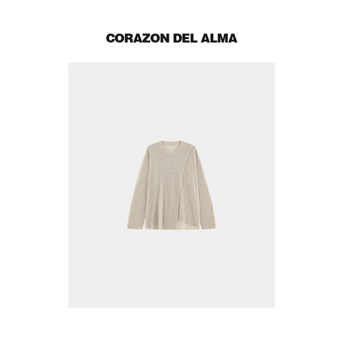 纸片人叠片设计感毛织上衣