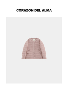 【芝桃】高端圈圈银丝粗花呢+90白鹅绒小香排骨圆领羽绒服-FW1384