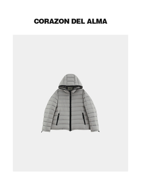 【银元】miu风撞色连帽排骨+匈牙利95鹅绒百搭轻便羽绒服-110882