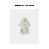 白色风衣 反季 莱赛尔抗皱飘逸感随性荡领中长款 水云 7142 福利