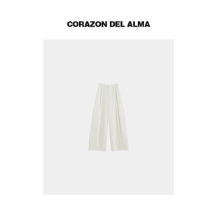 全棉小斜纹松弛感后松紧白色休闲裤 微锥百搭神裤 Z2979 行云