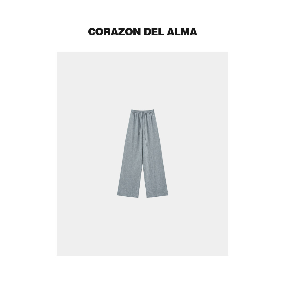 【逆夏】散步空气裤垂坠透气天丝亚麻+银丝慵懒松紧腰休闲裤-5394