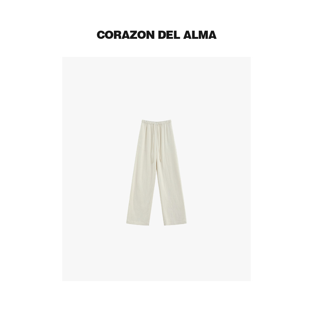 天丝亚麻绵软舒适抽绳拖地裤