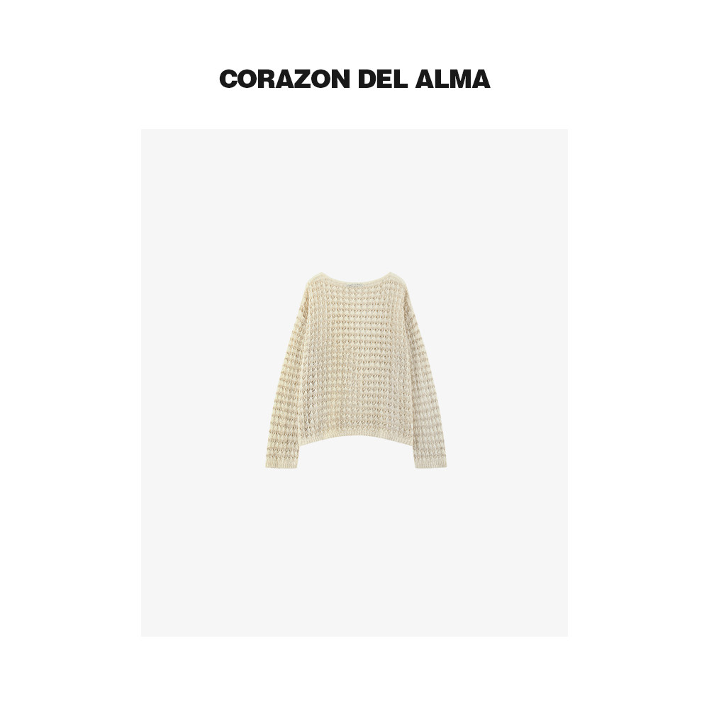 镂空显瘦一字领毛织罩衫