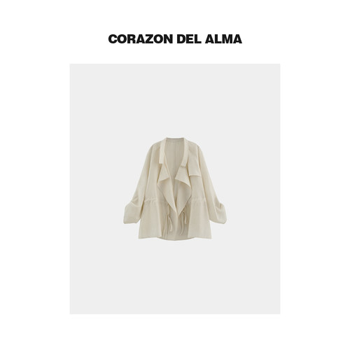 极简翻领结构感抽绳外套