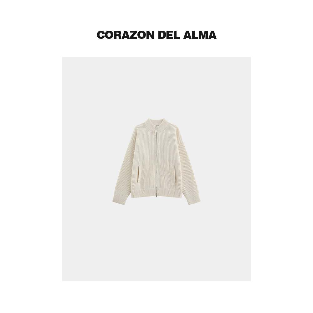 加厚廓形拉链毛衣开衫外套