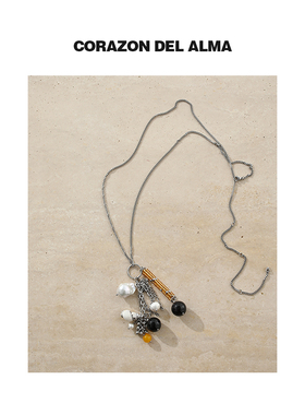 【琉森】手工可调节 天然石头流苏时髦设计感毛衣链-N1440