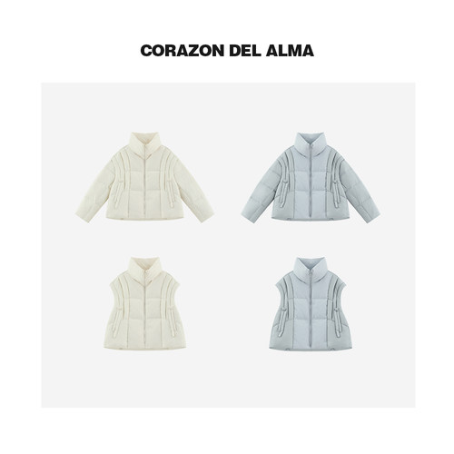 廓形白鸭绒拉链羽绒服