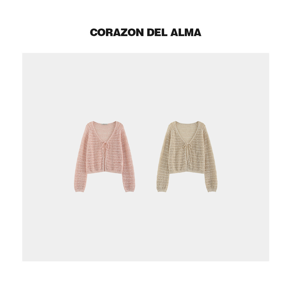 粗针镂空肌理棉纱纸片人显瘦开衫