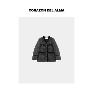 95进口鹅绒小香毛呢羽绒服252 高级烟灰立体超长绵柔羊毛 浮迎