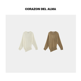 毛衣 氛围感超细马海绵羊毛混纱两穿领显瘦蝙蝠袖 WSS26 邀月