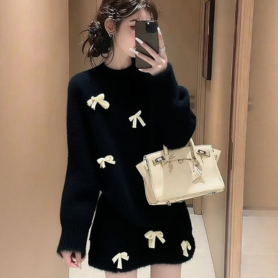 一整套深冬穿搭套头毛衣套装女