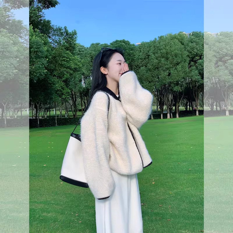 韩系ootd穿搭一整套2026春季毛茸茸米白色毛衣外套休闲裤两件套女,女装/女士精品,大码套装,淘宝优惠券,粉丝福利购,淘宝优惠卷