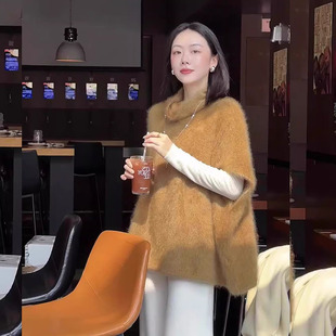 上衣外搭女 搭配休闲罩衫 慵懒风软糯浅棕色毛衣女2026冬季 宽松韩式