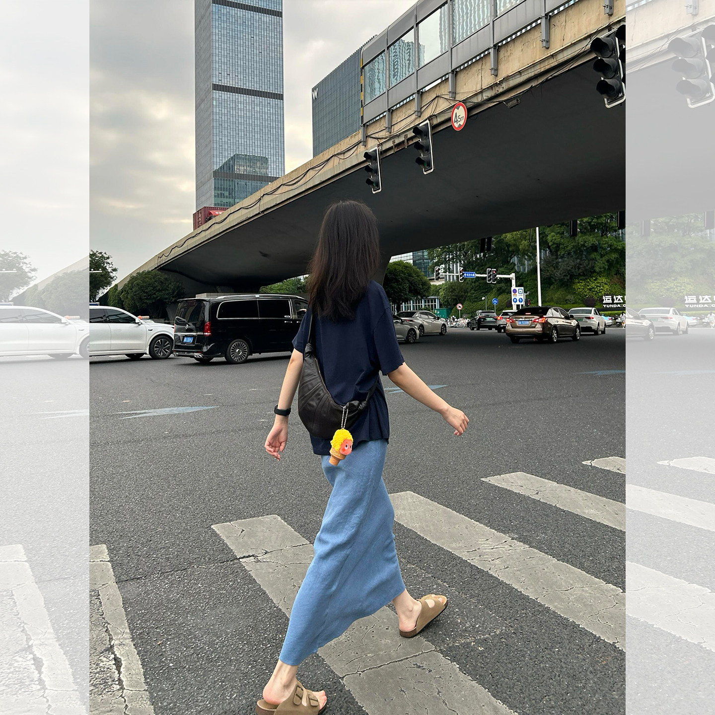 独特漂亮夏装两件套韩系温柔风纯色短袖T恤垂感半身裙休闲套装女