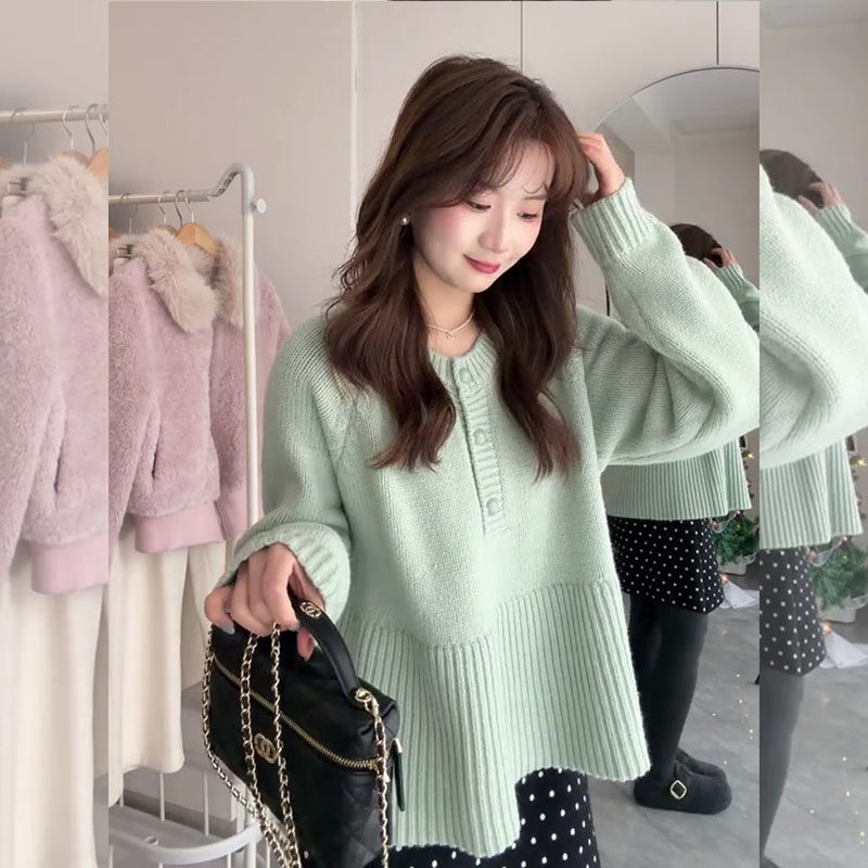 法式甜美风绝美绿色圆领针织上衣2026早春荷叶下摆显瘦套头毛衣女,女装/女士精品,大码内搭,淘宝优惠券,粉丝福利购,淘宝优惠卷