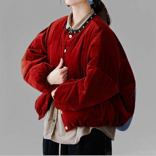 冬季小个子面包服灯芯绒文艺复古女装休闲圆领保暖平绒南瓜羽绒服