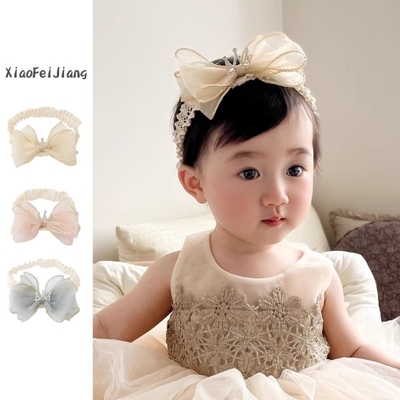 婴儿发带夏季韩版洋气蝴蝶结公主皇冠头饰儿童生日周岁女宝发饰