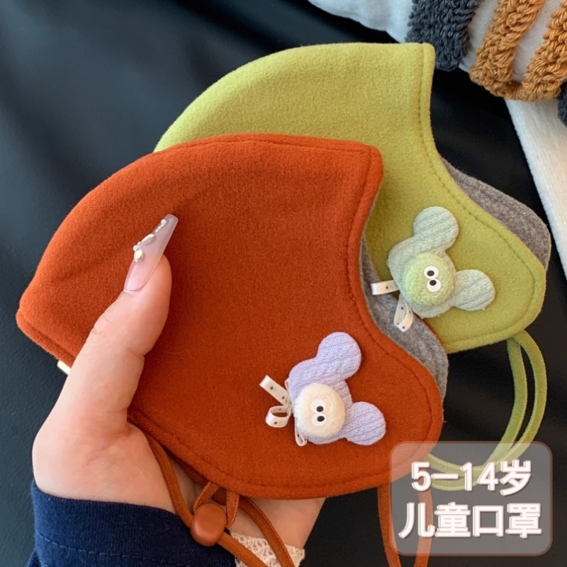 冬季保暖口罩男女童5到14岁卡通可爱防寒风小孩上学防冻遮脸面罩