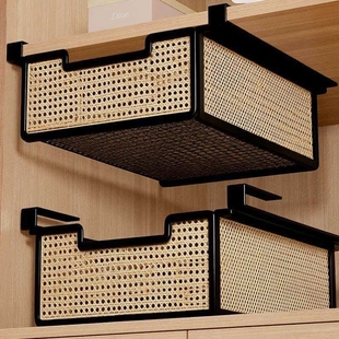 家用衣柜下铁艺抽屉式挂篮分层架衣服收纳挂式多功能衣物整理隔板