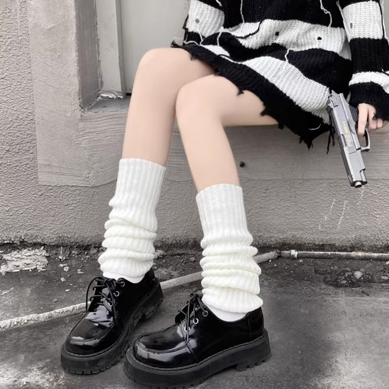 针织袜套jk白色袜子女日系秋冬y2k辣妹腿套lola长筒毛线堆堆袜