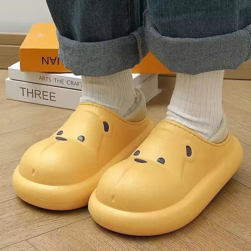 儿童棉拖鞋冬季男童女童室内防水踩屎感包跟亲子可爱居家棉鞋