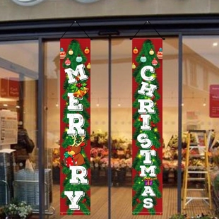 圣诞节对联门帘橱窗圣诞氛围布置装饰品圣诞老人雪人挂饰吊旗挂布