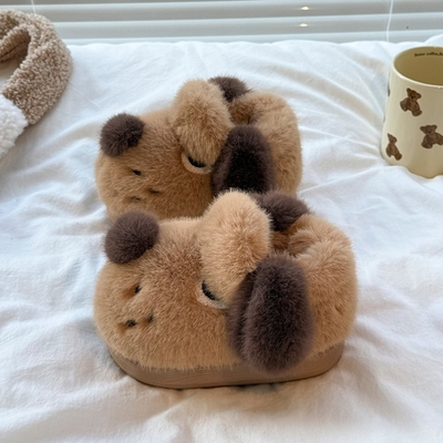 幼儿园儿童棉鞋男女童冬家居保暖防滑小孩毛绒棉拖鞋包跟外穿2025