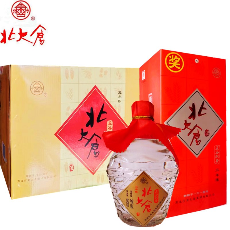 北大仓白酒 五谷飘香三年陈 浓香型38度450毫升*6瓶 东北粮食酿造