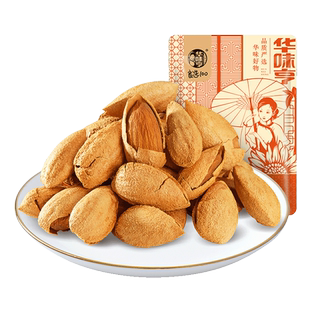 【华味亨_盐焗巴旦木500g】杏仁巴达木扁桃仁孕妇坚果巴坦木零食