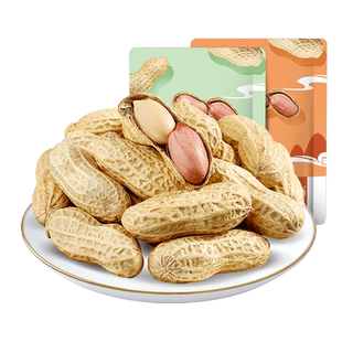 【华味亨_蒜香/山核桃花生420g】红皮晒干花生米带壳零食炒货干果