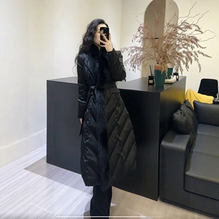 外套 长款 2025新款 高端大牌奢华狐狸毛领鹅绒皮草羽绒服女收腰修身