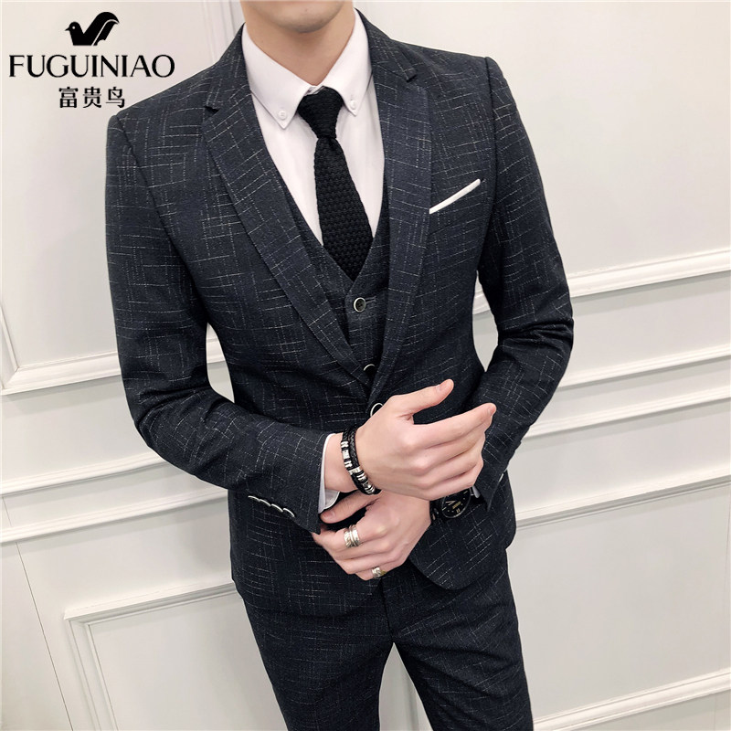FUGUINIAO SUIT MENS SUIT PROFESSIONAL SLIM FORMAL DRESS GROOM WEDDING DRESS GROOMSMAN MENS THREE-PIECE SUIT