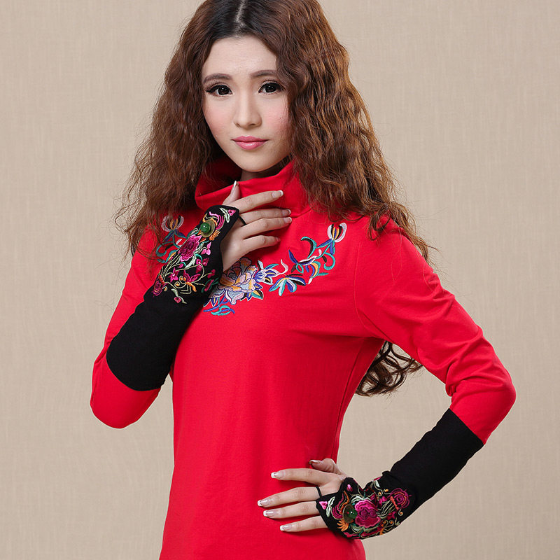 2023 SPRING AND AUTUMN NEW ETHNIC STYLE WOMENS CLOTHING ACCESSORIES: BUCKLE FINGER GLOVES EMBROIDERED WARM GLOVES PERSONALITY VERSATILE WRIST GUARDS