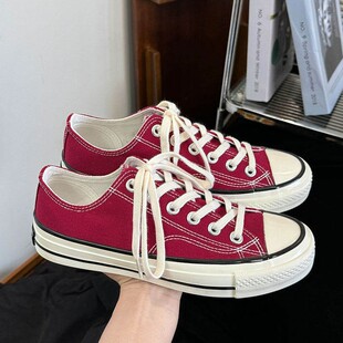 黑色低帮1970S经典款帆布鞋男女复古系带白色平底休闲学院情侣潮