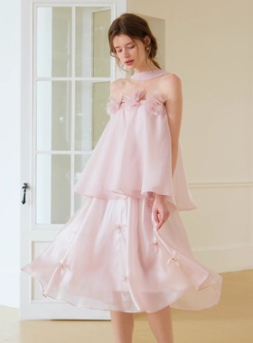 Te by frigidOrg 25春夏 柔雾粉芍药飘带抹胸上衣纯欲仙气度假风