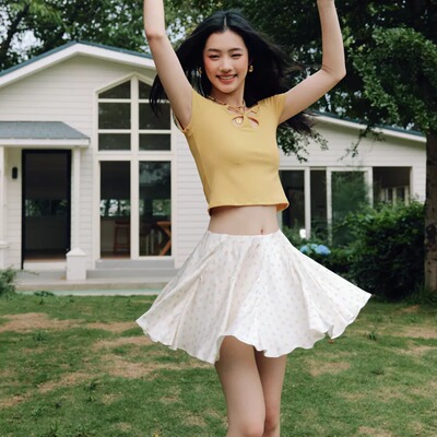 碎花大摆量宽松少女感短半裙