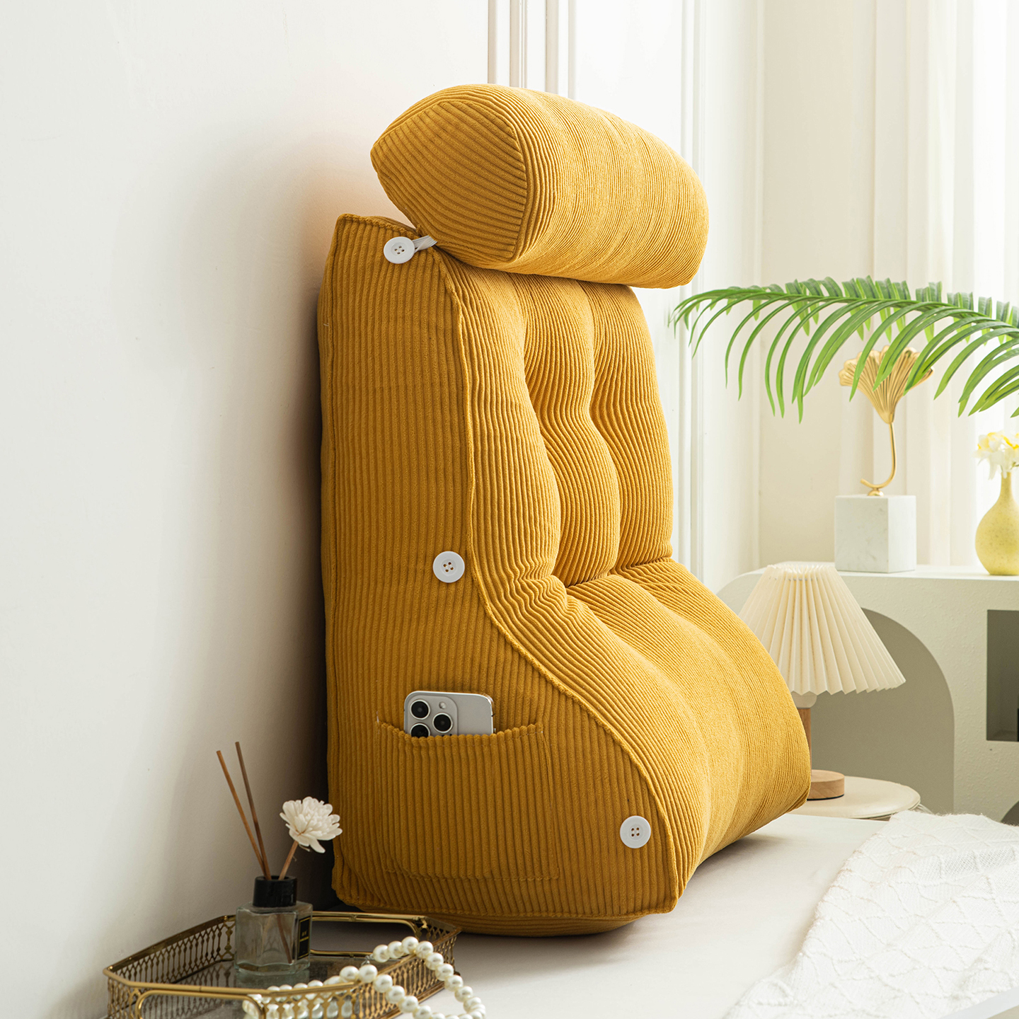 护腰床头靠垫看书靠枕半躺神器床上护颈支撑大靠背孕妇软包玩手机