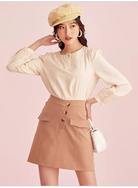 R家正品折扣 知性温柔通勤气质半身裙纯色包臀短裙RCWH94911M