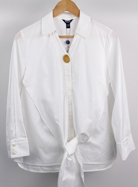 春夏季新款法式复古女士衬衫修身长袖白色休闲显瘦衬衣PRYW83733M