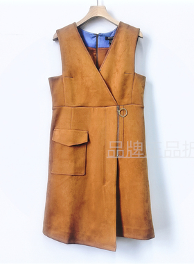 P家正品折扣 春秋款V领气质通勤背心式连衣裙女PROW81102M