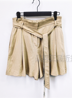 E家正品折扣 夏季新款休闲宽松亚麻短裤EETC924H3C