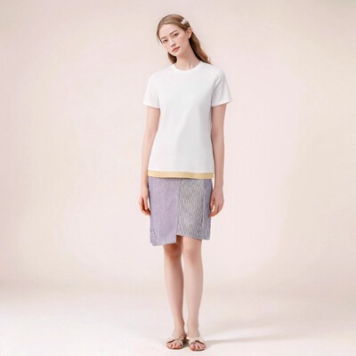 依恋P家高级感小个子女条纹半身短裙显瘦A字版过膝半裙PRWH82402M